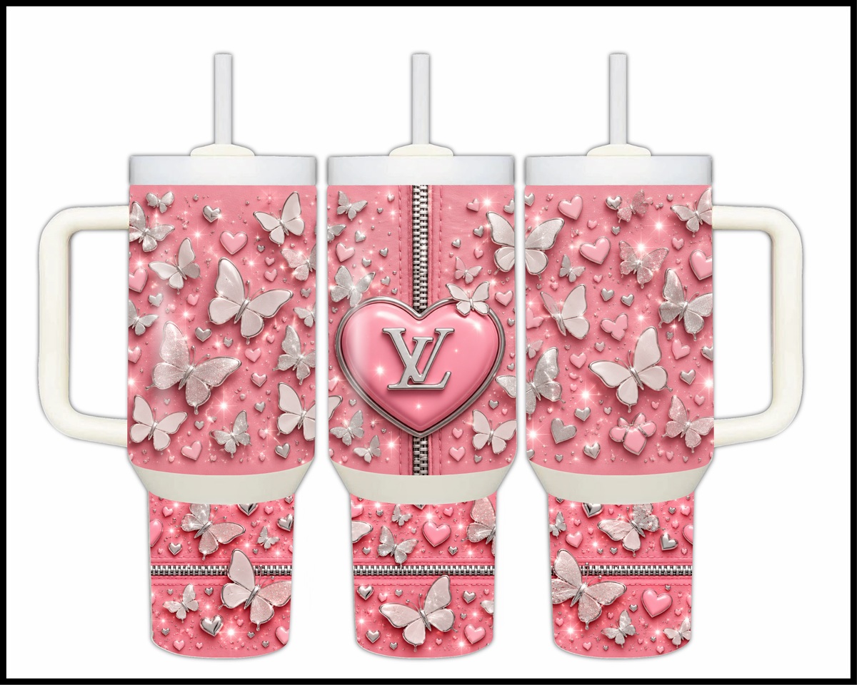Blush Butterfly Breeze Stainless Steel Big Guzzler Tumbler (3533)
