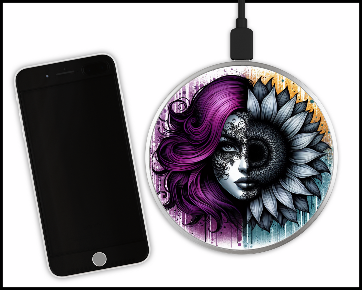 Mandala Women Sublimated Wireless Phone Charger (135)