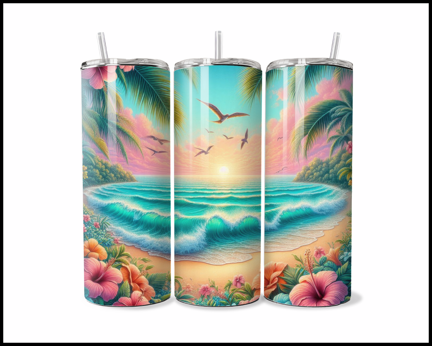 Pastel Hibiscus Dream Tumbler (3771)