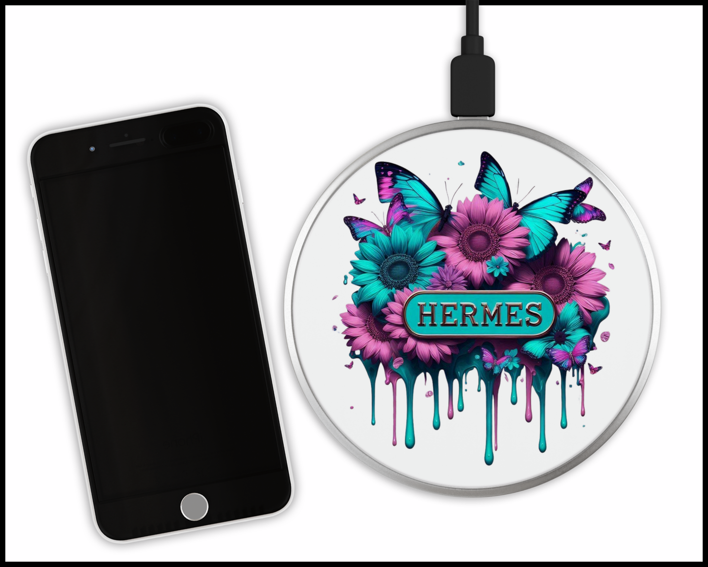 Hermes Inspired Sublimated Wireless Phone Charger (338)