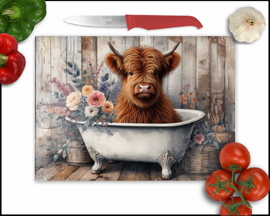 Highlander Cow Sublimated Cutting Board (001)