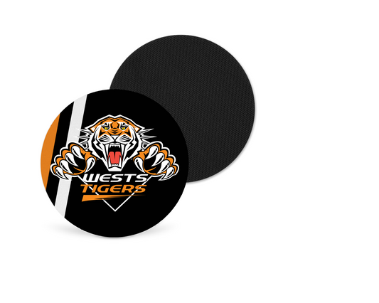 West Tigers Neoprene Drink Coaster x2 (Round)