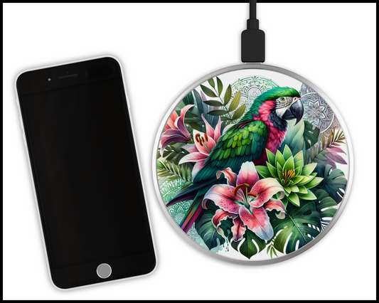 Tropical Parrot Sublimated Wireless Phone Charger (003)