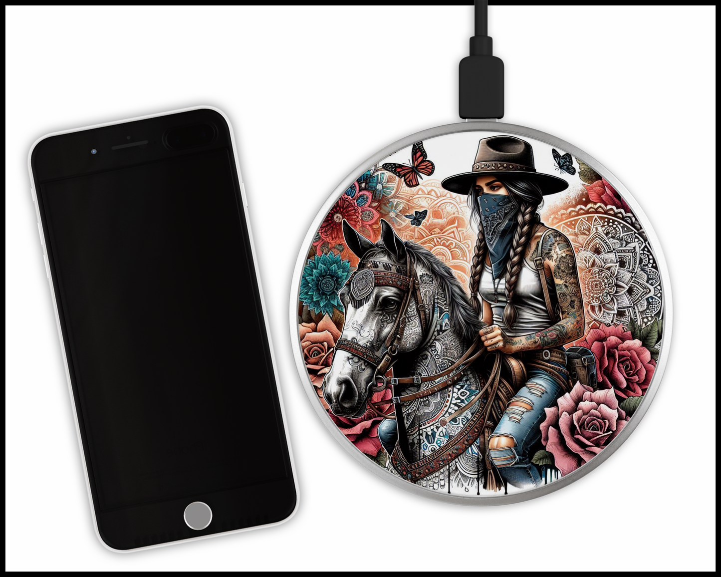 Mandala Cowgirl Sublimated Wireless Phone Charger (203)