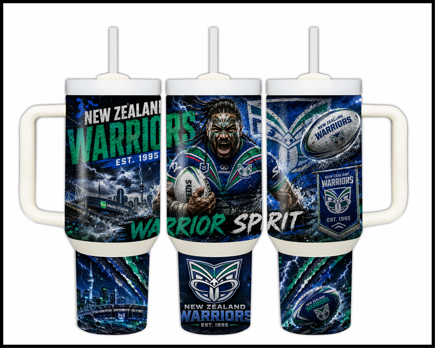 Big Guzzler 40oz New Zealand Warriors Stainless Steel Tumbler (916)