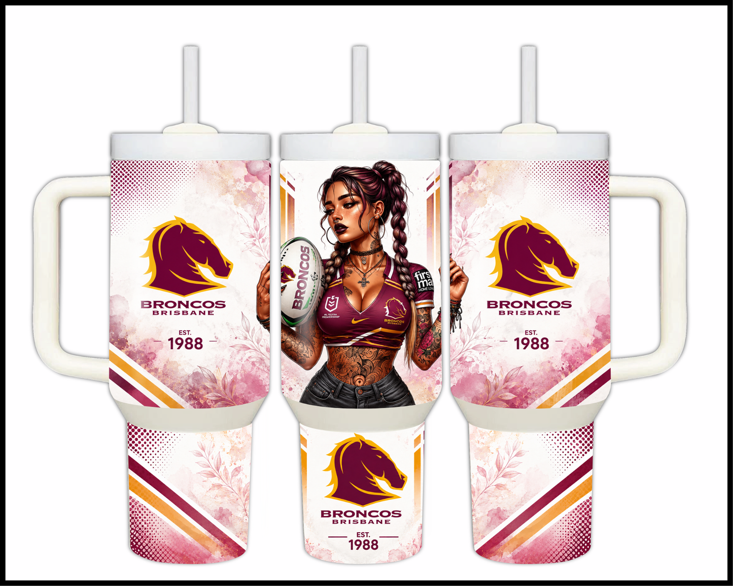 Big Guzzler 40oz Brisbane Broncos Stainless Steel Tumbler (945)