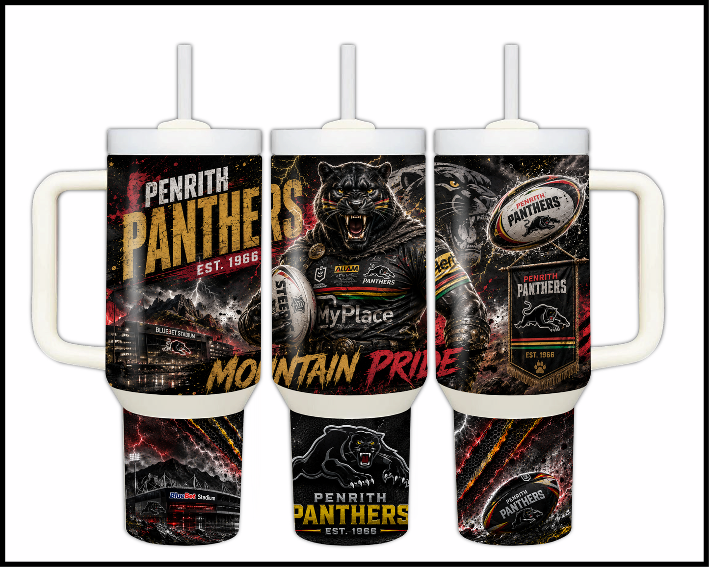 Big Guzzler 40oz Penrith Panthers Stainless Steel Tumbler (919)