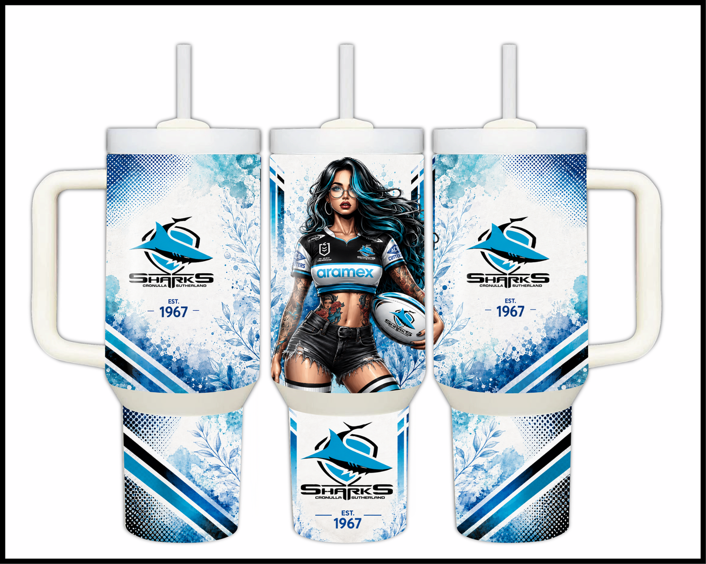 Big Guzzler 40oz Cronulla Sharks Stainless Steel Tumbler (948)