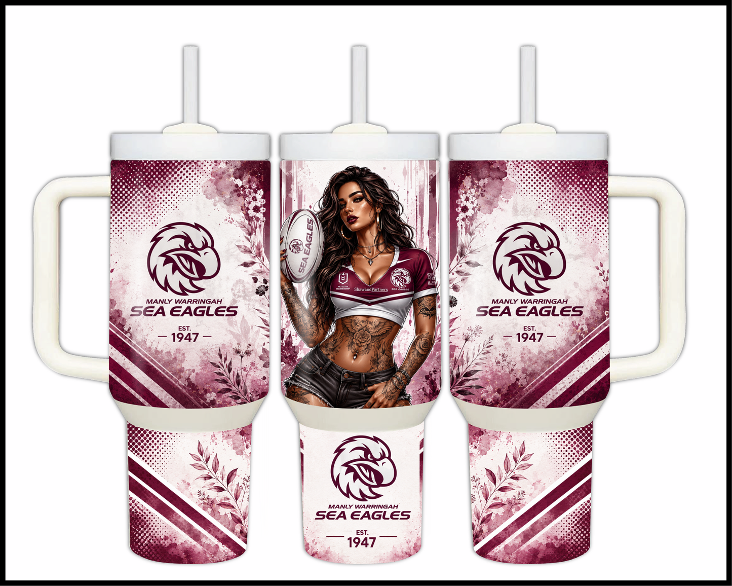 Big Guzzler 40oz Manly Sea Eagles Steel Tumbler (951)