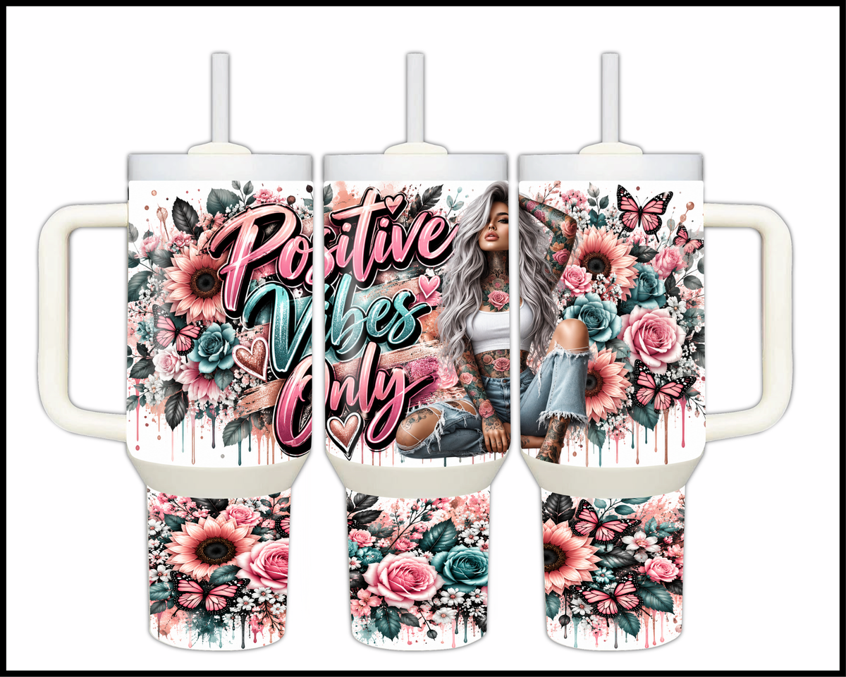 Positive Vibes Only Stainless Steel Big Guzzler Tumbler (2301)