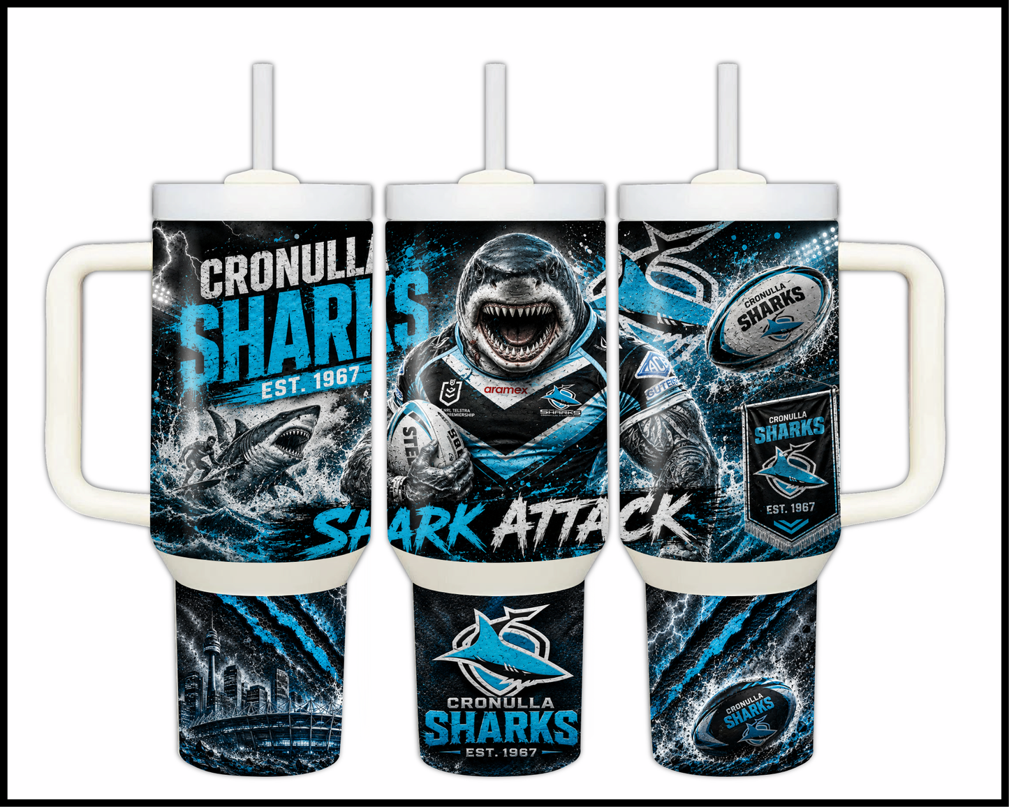 Big Guzzler 40oz Cronulla Sharks Stainless Steel Tumbler (910)