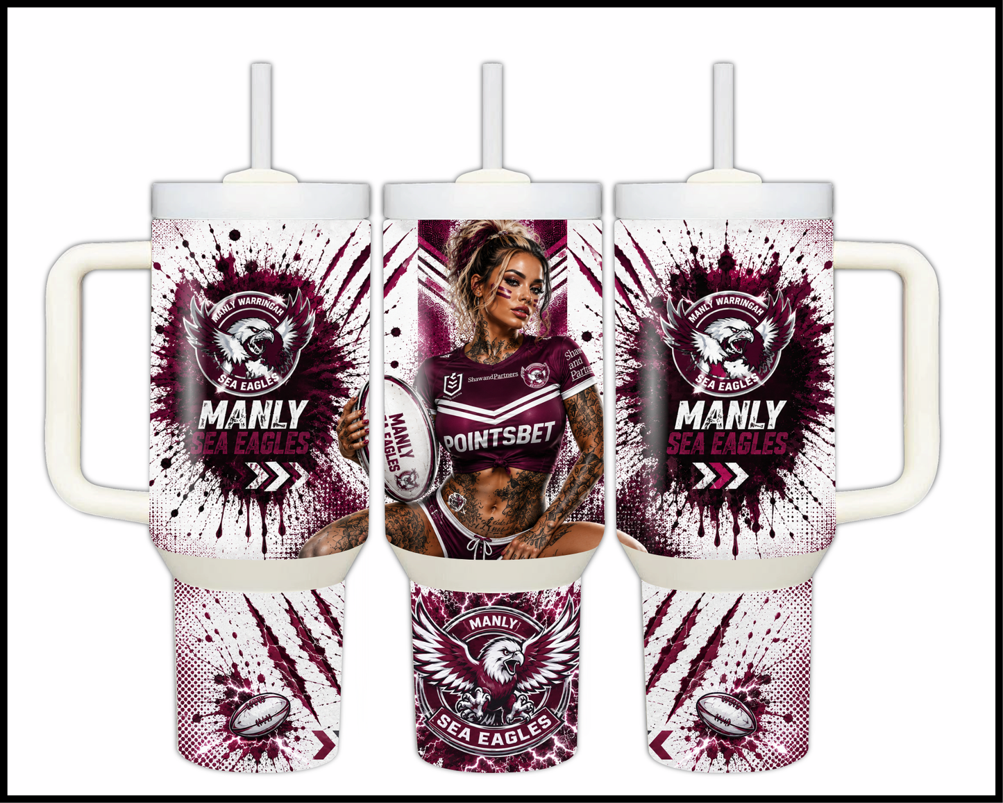 Big Guzzler 40oz Manly Sea Eagles Stainless Steel Tumbler (938)