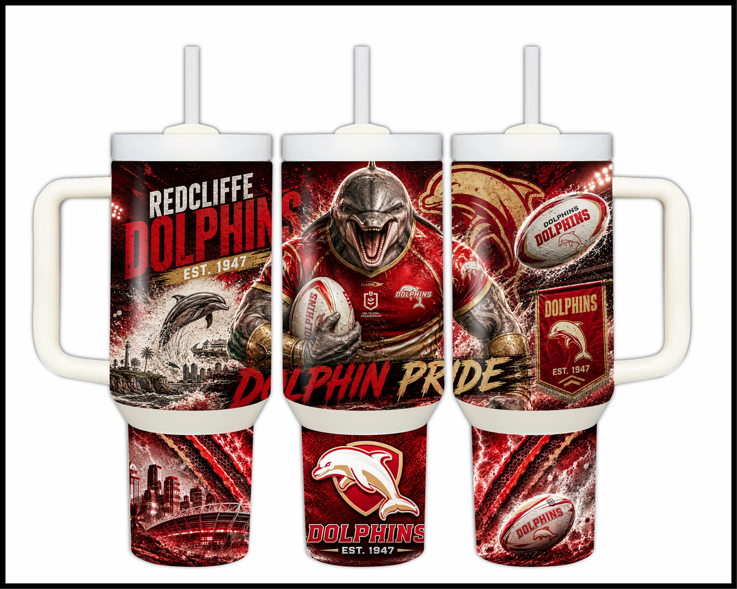 Big Guzzler 40oz Dolphins Stainless Steel Tumbler (911)