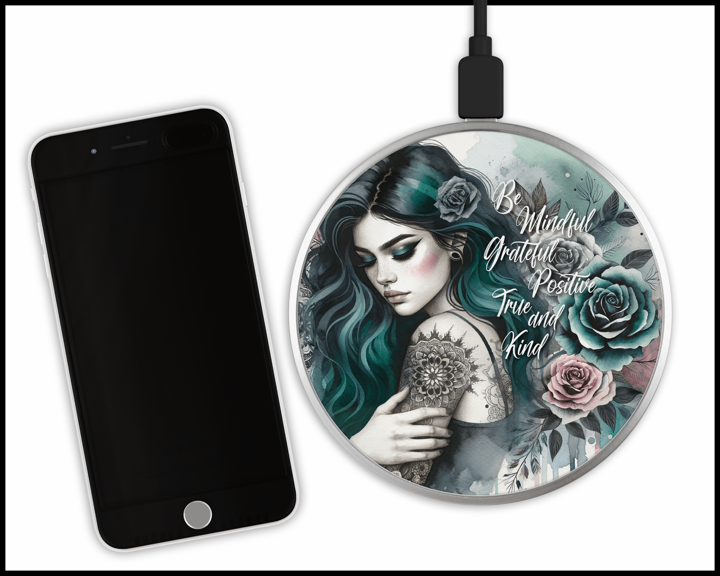 Be Mindful, Grateful, Positive and Kind Sublimated Wireless Phone Charger (441)