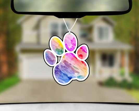 Rainbow Paw Print Car Air Freshener