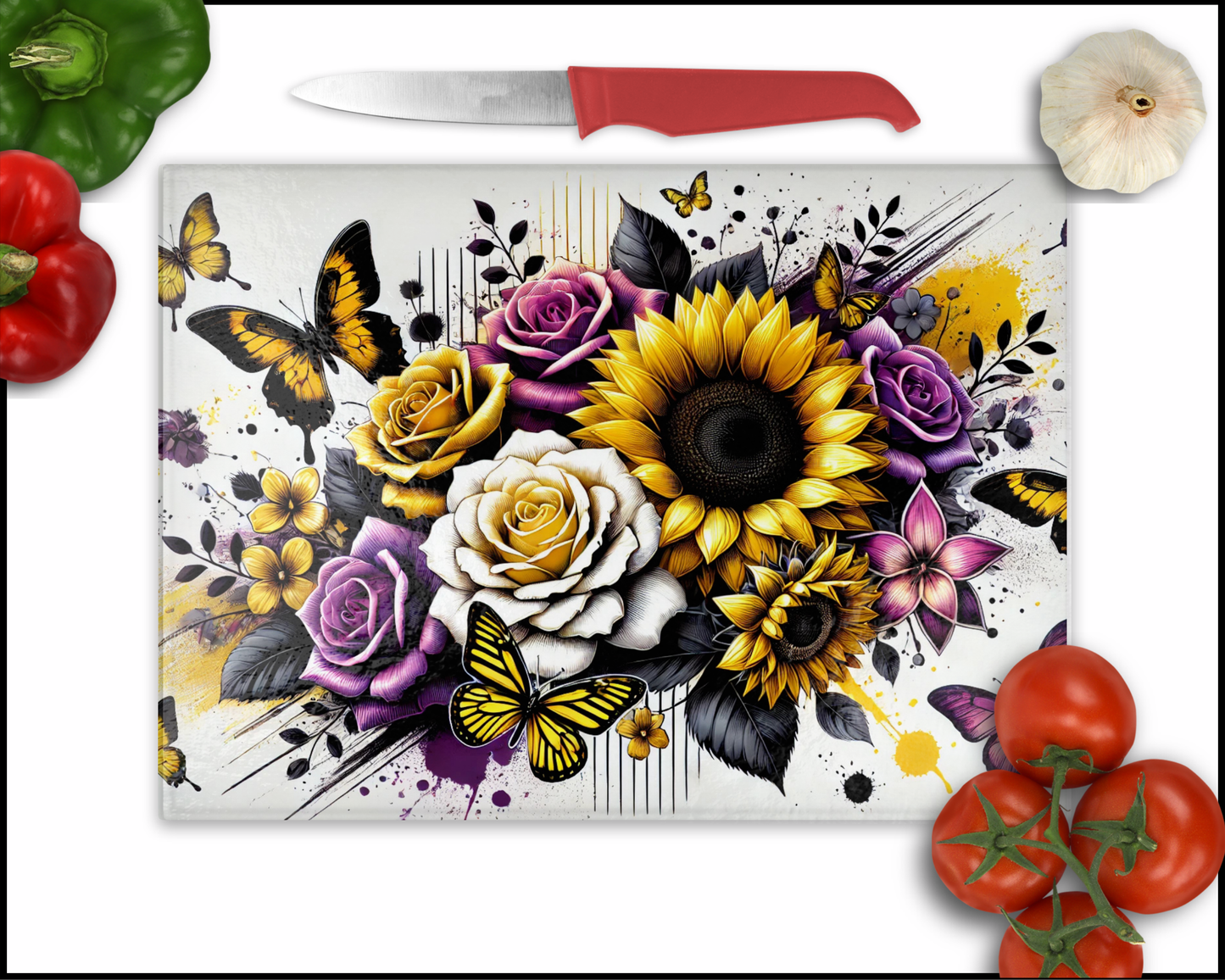 Floral Butterflies Sublimated Cutting Board (103)