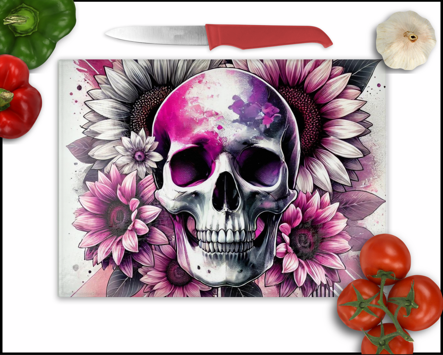 Skull Floral Sublimated Cutting Board (104)