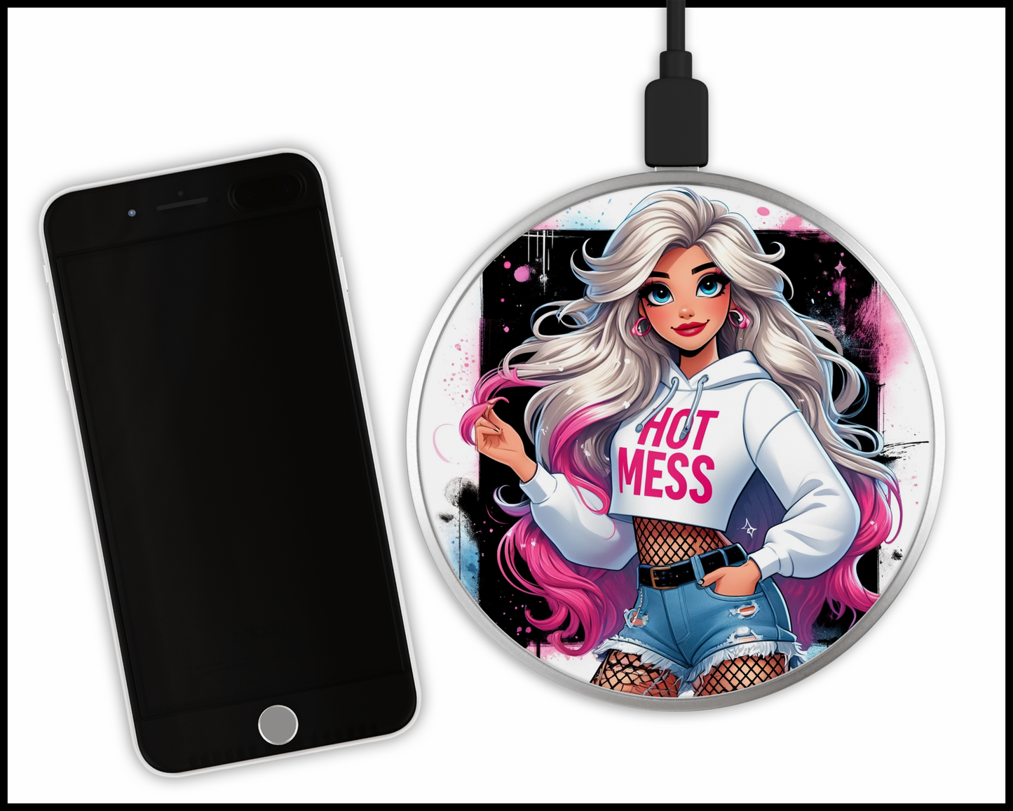 Hot Mess Sublimated Wireless Phone Charger (296)