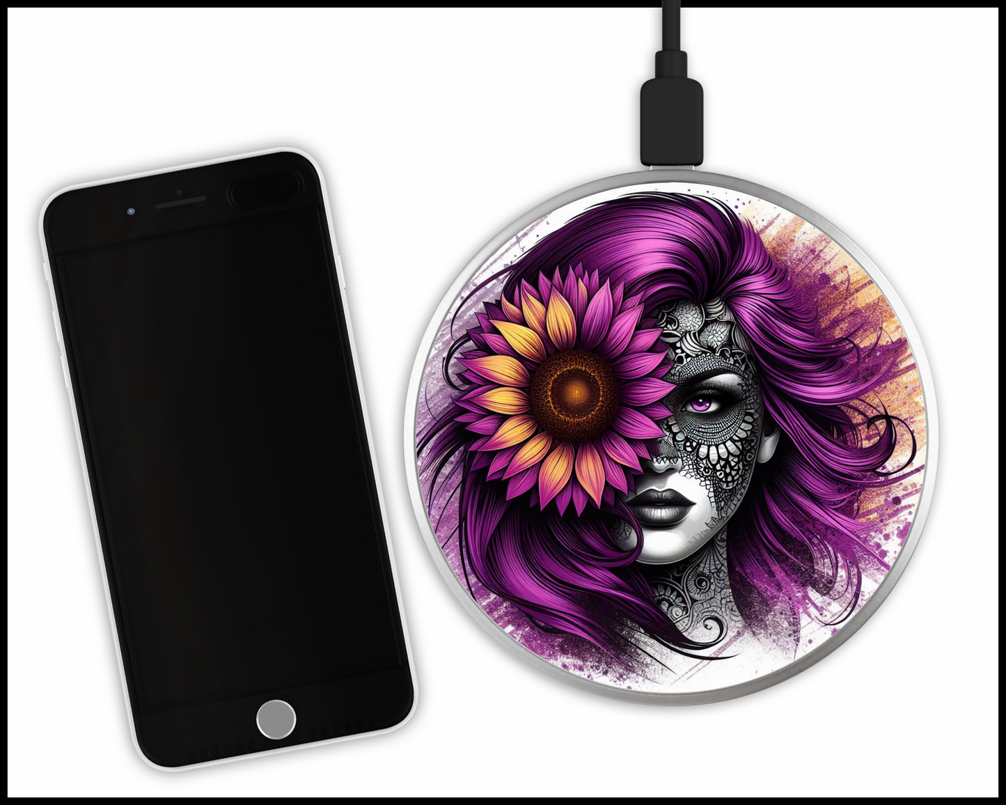 Mandala Women Sublimated Wireless Phone Charger (146)