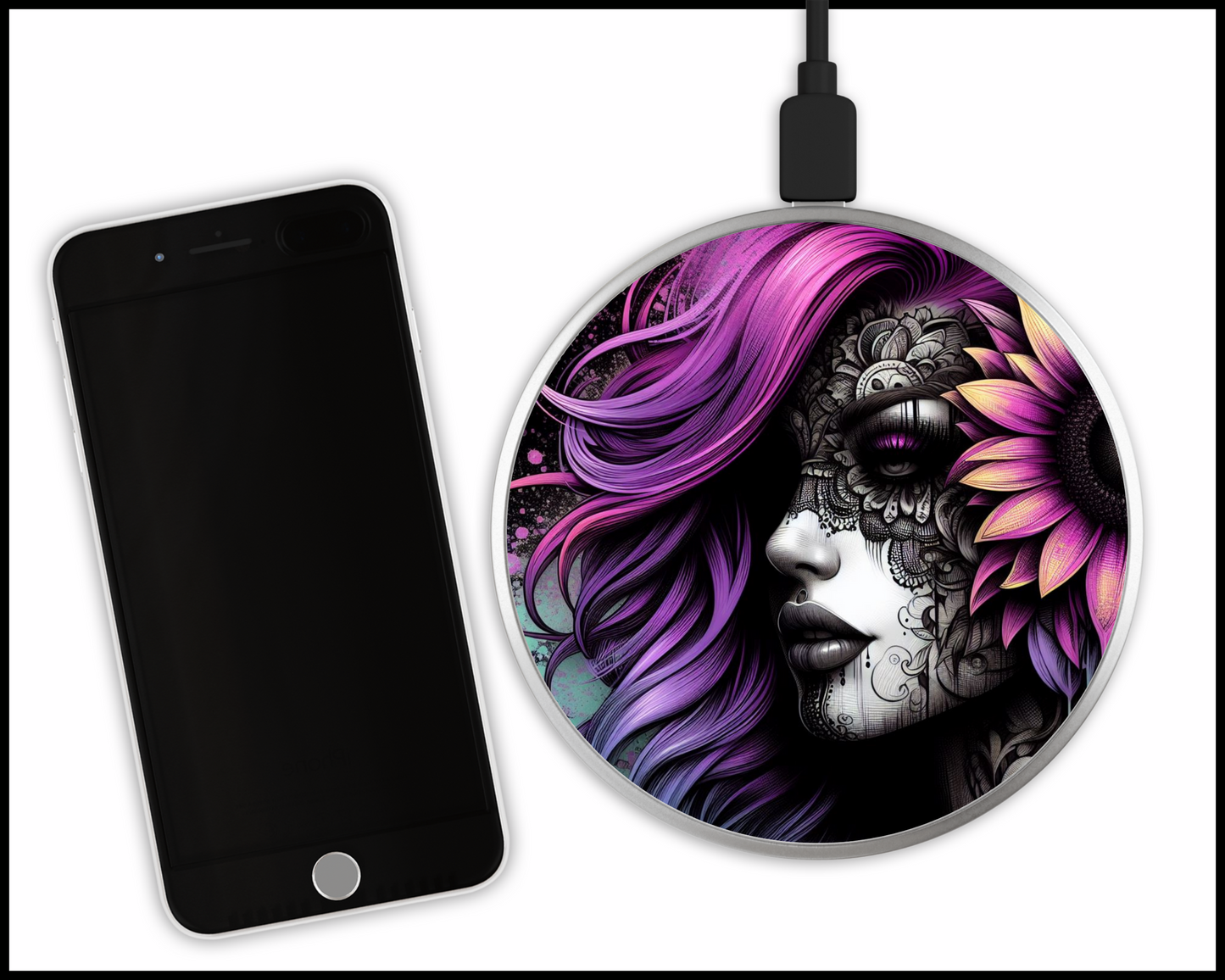 Mandala Women Sublimated Wireless Phone Charger (147)