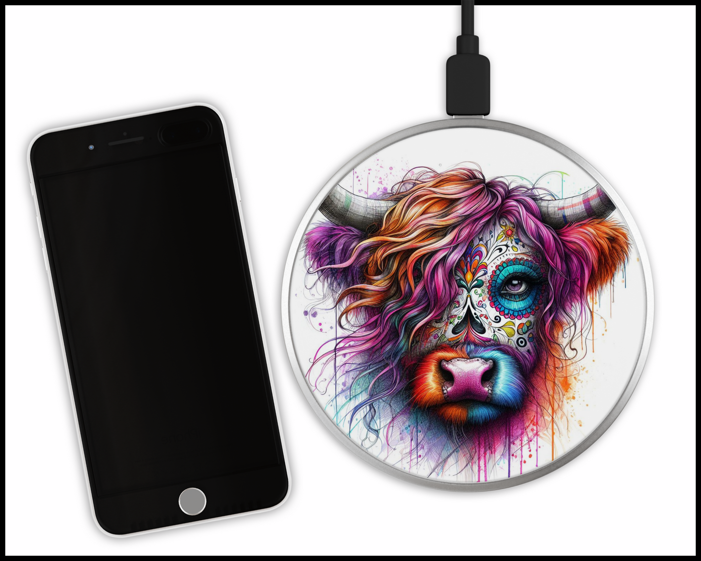 Two Faced Cow Sublimated Wireless Phone Charger (048)