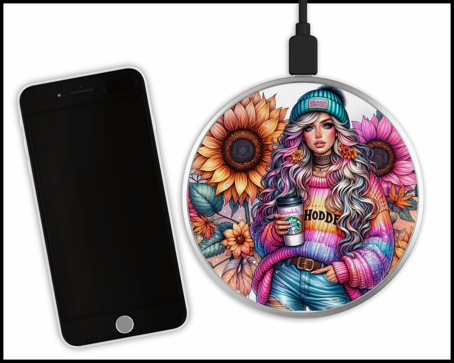 Beautiful Amongst The Flowers Sublimated Wireless Phone Charger (449)