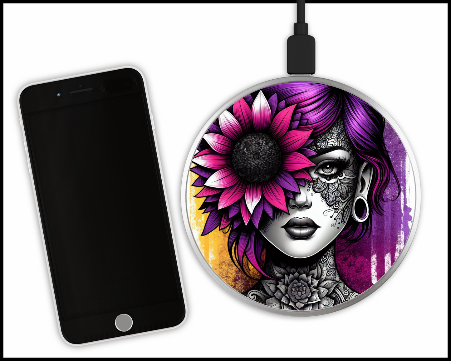 Mandala Women Sublimated Wireless Phone Charger (154)