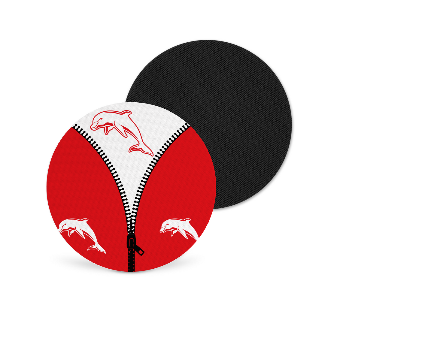 Dolphins Zip Up Neoprene Drink Coaster x2 (Round)