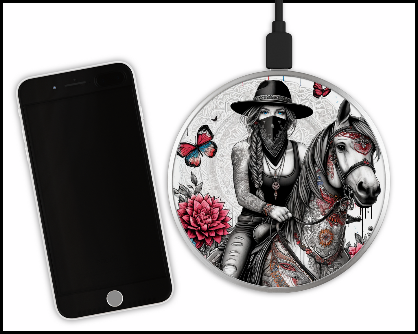 Mandala Cowgirl Sublimated Wireless Phone Charger (204)