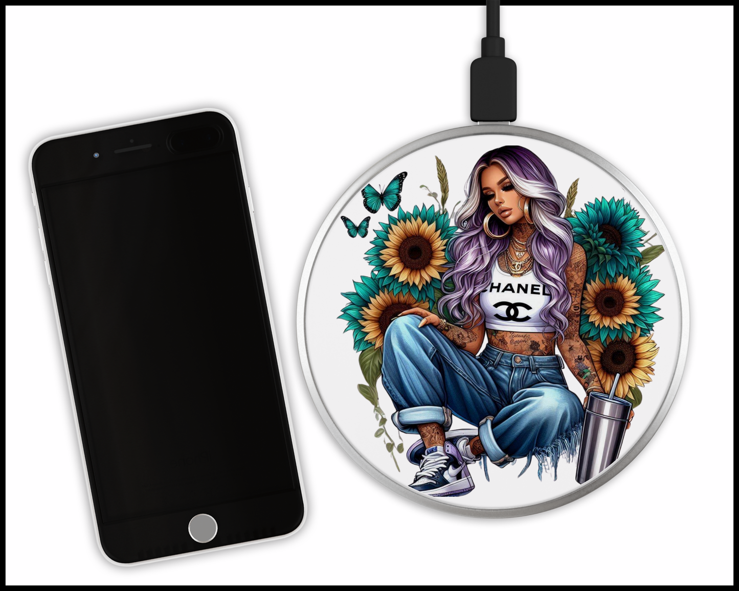 Chanel Inspired Sublimated Wireless Phone Charger (353)