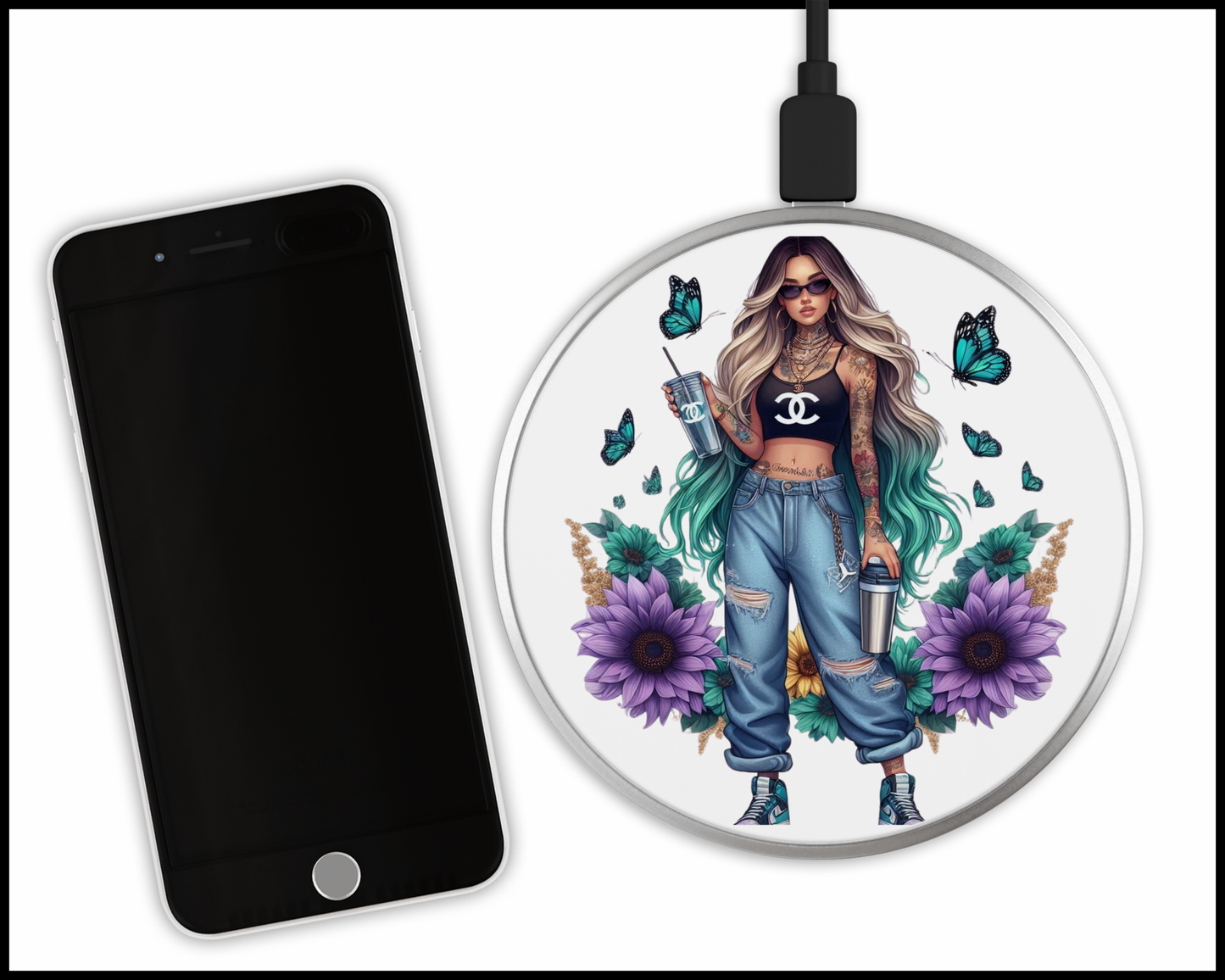 Chanel Inspired Sublimated Wireless Phone Charger (354)