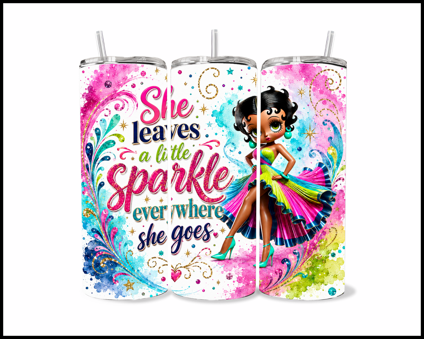 She Leaves A Little Sparkle Everywhere She Goes Stainless Steel Tumbler (5596)