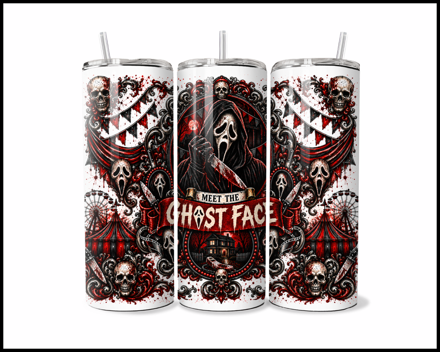 Sinister Sips - Ghost Face Stainless Steel Tumbler (5616)