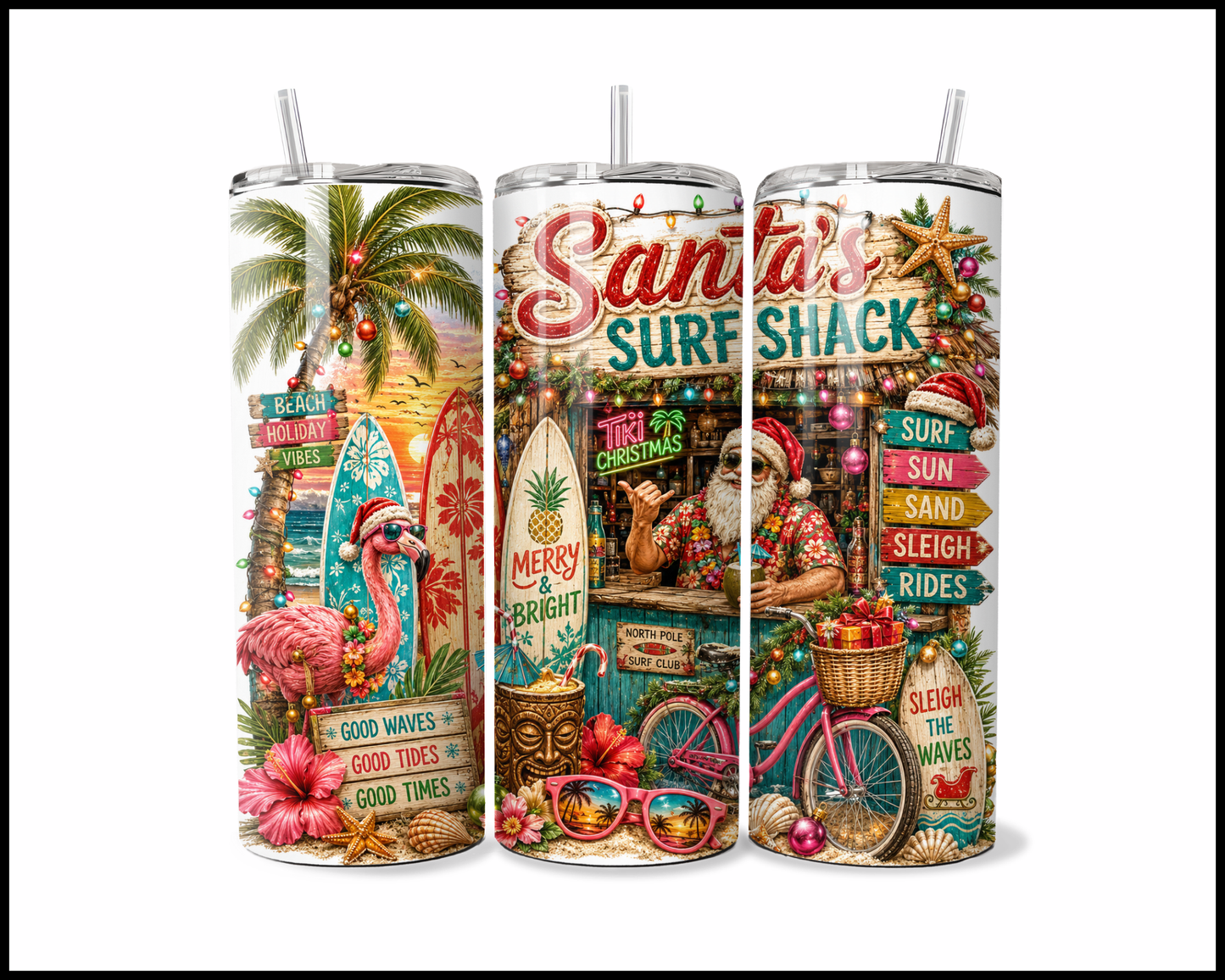 Santa's Surf Shack Stainless Steel Tumbler (5645)