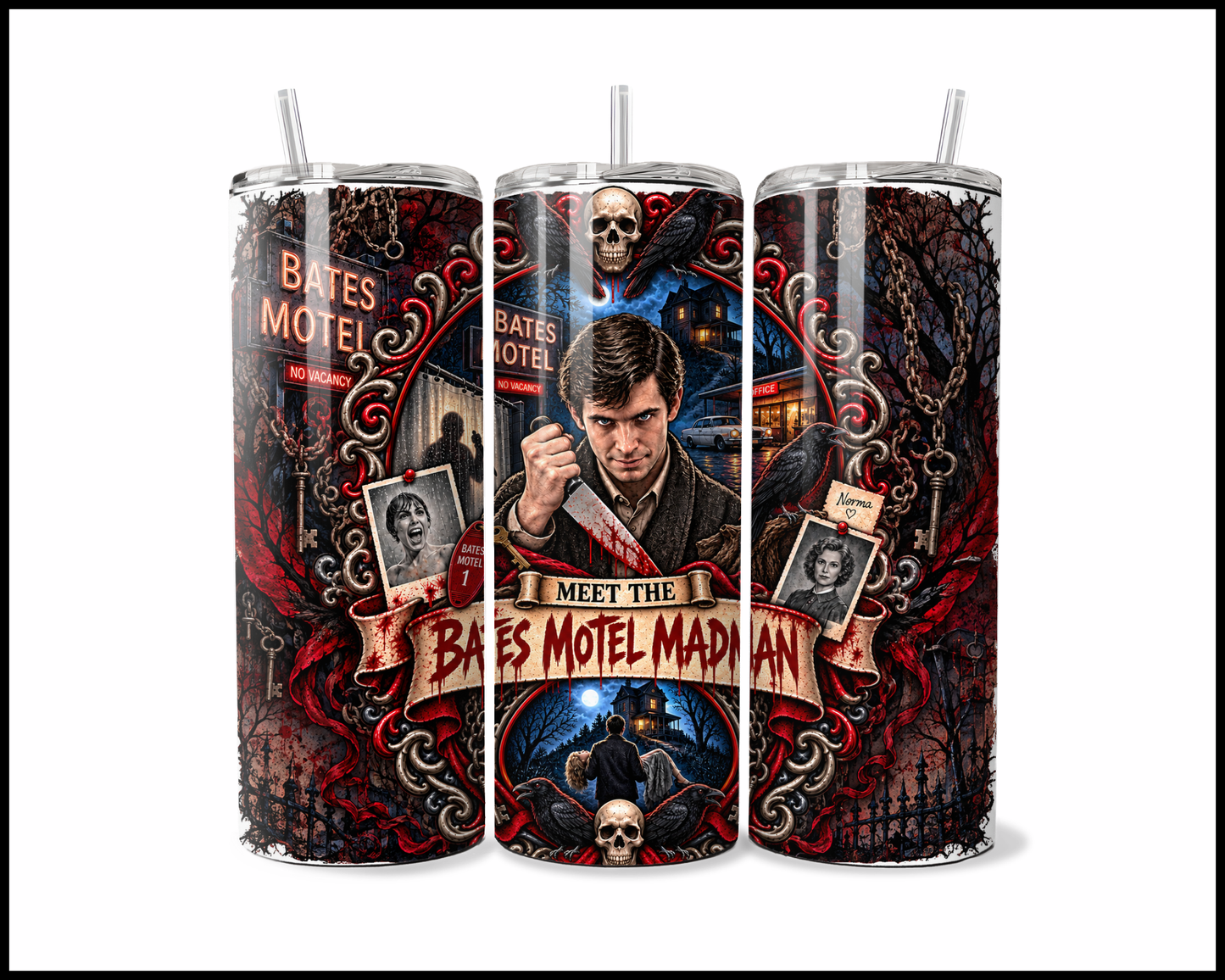 Sinister Sips -  Norman Bates (Bates Motel Madman) Stainless Steel Tumbler (5652)