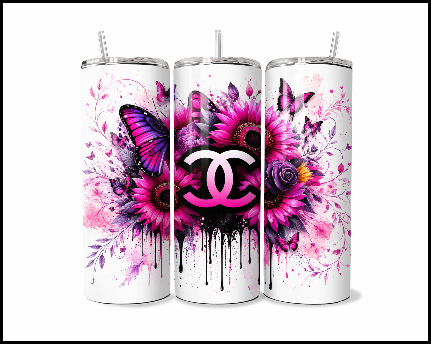 Brand Inspired Floral Blast Stainless Steel Tumbler (5738)