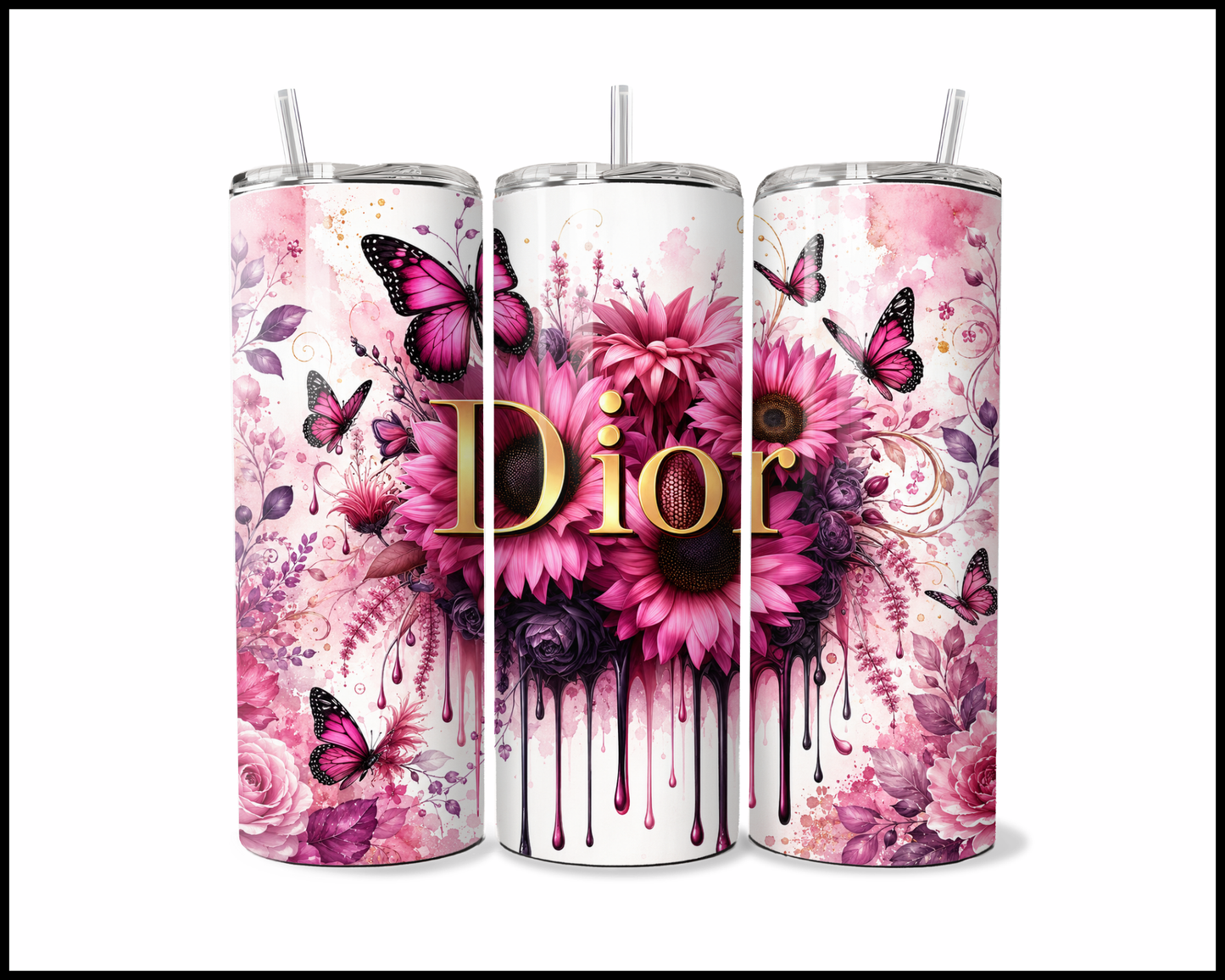 Brand Inspired Floral Blast Stainless Steel Tumbler (5741)