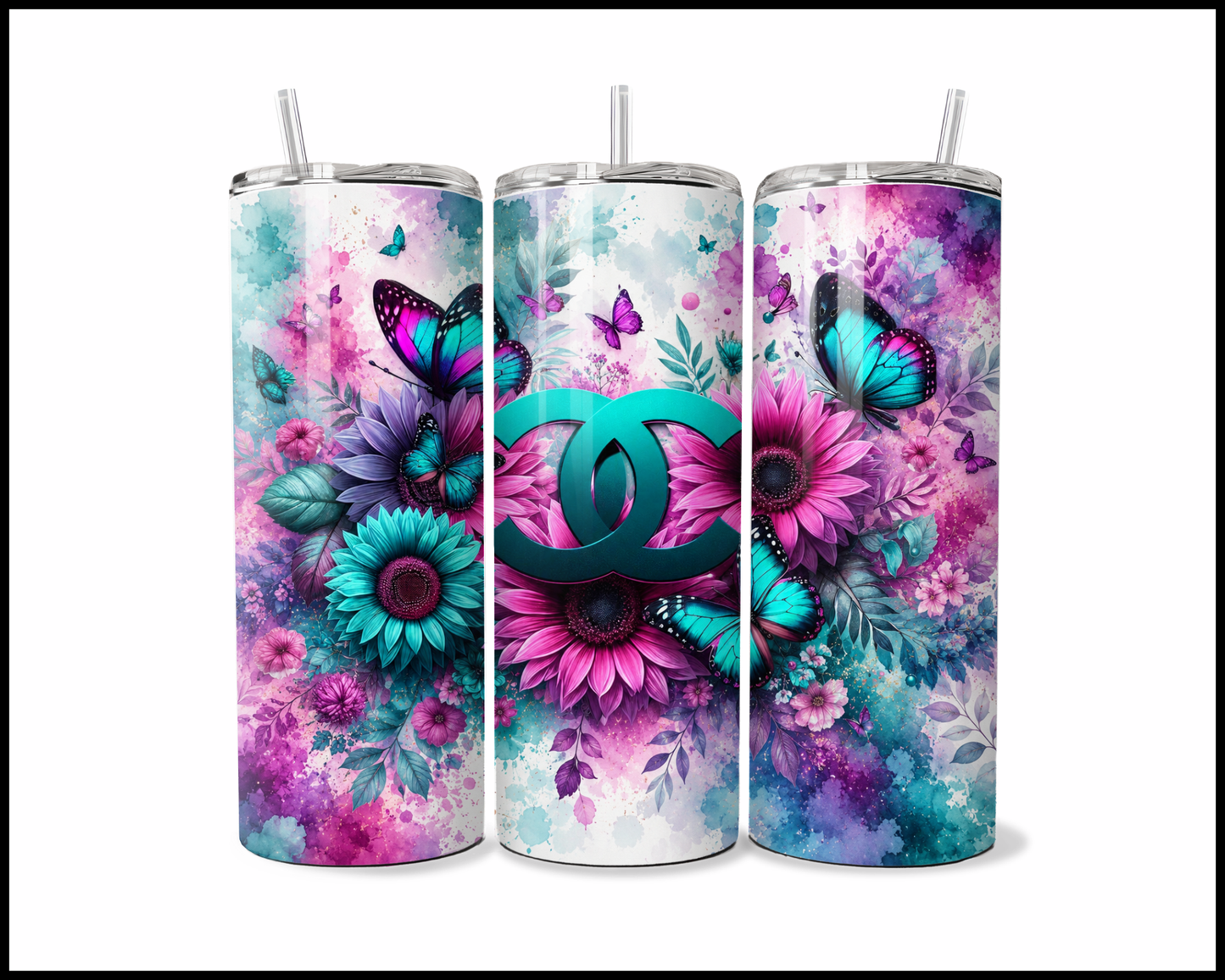 Brand Inspired Floral Blast Stainless Steel Tumbler (5745)