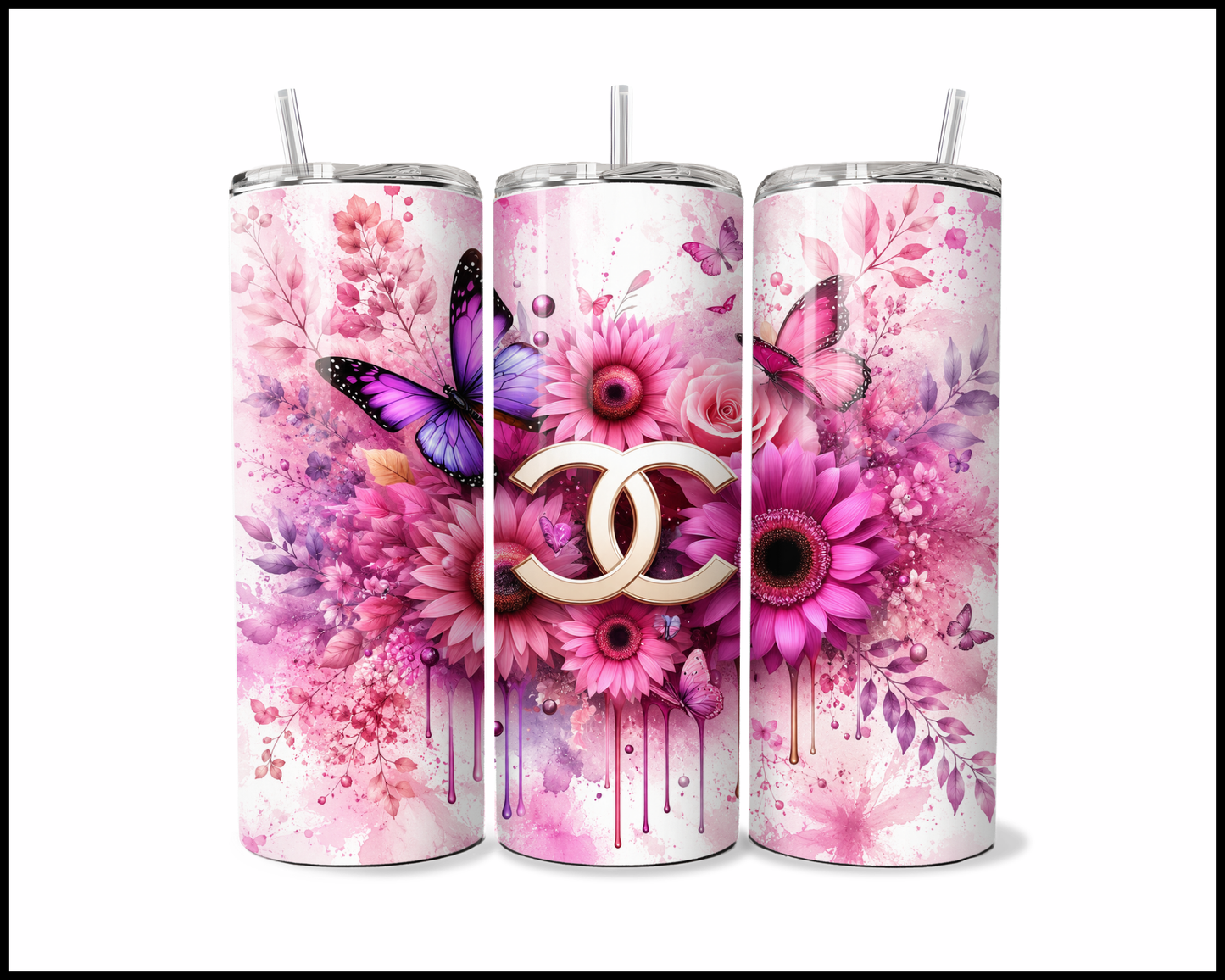 Brand Inspired Floral Blast Stainless Steel Tumbler (5746)