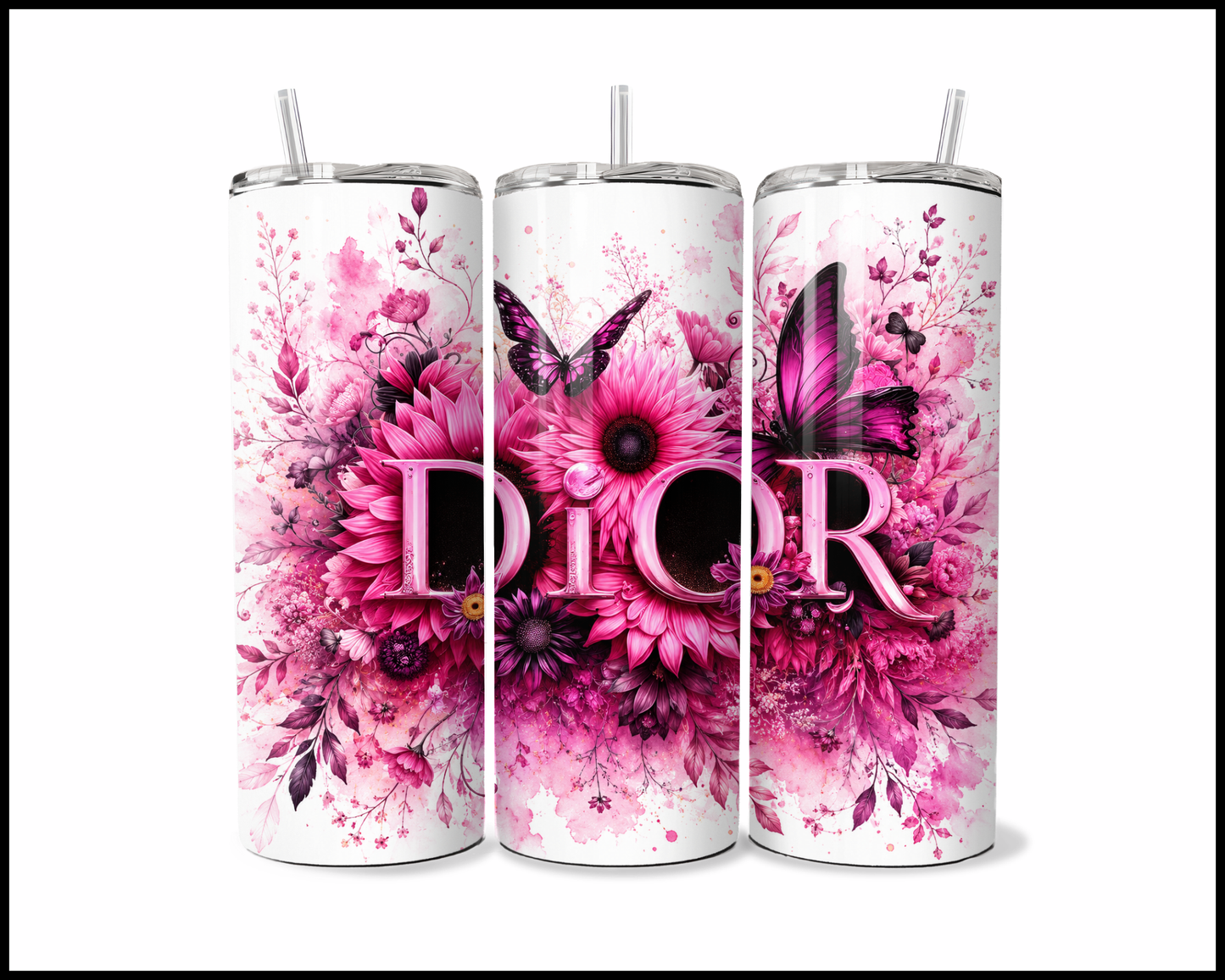 Brand Inspired Floral Blast Stainless Steel Tumbler (5753)