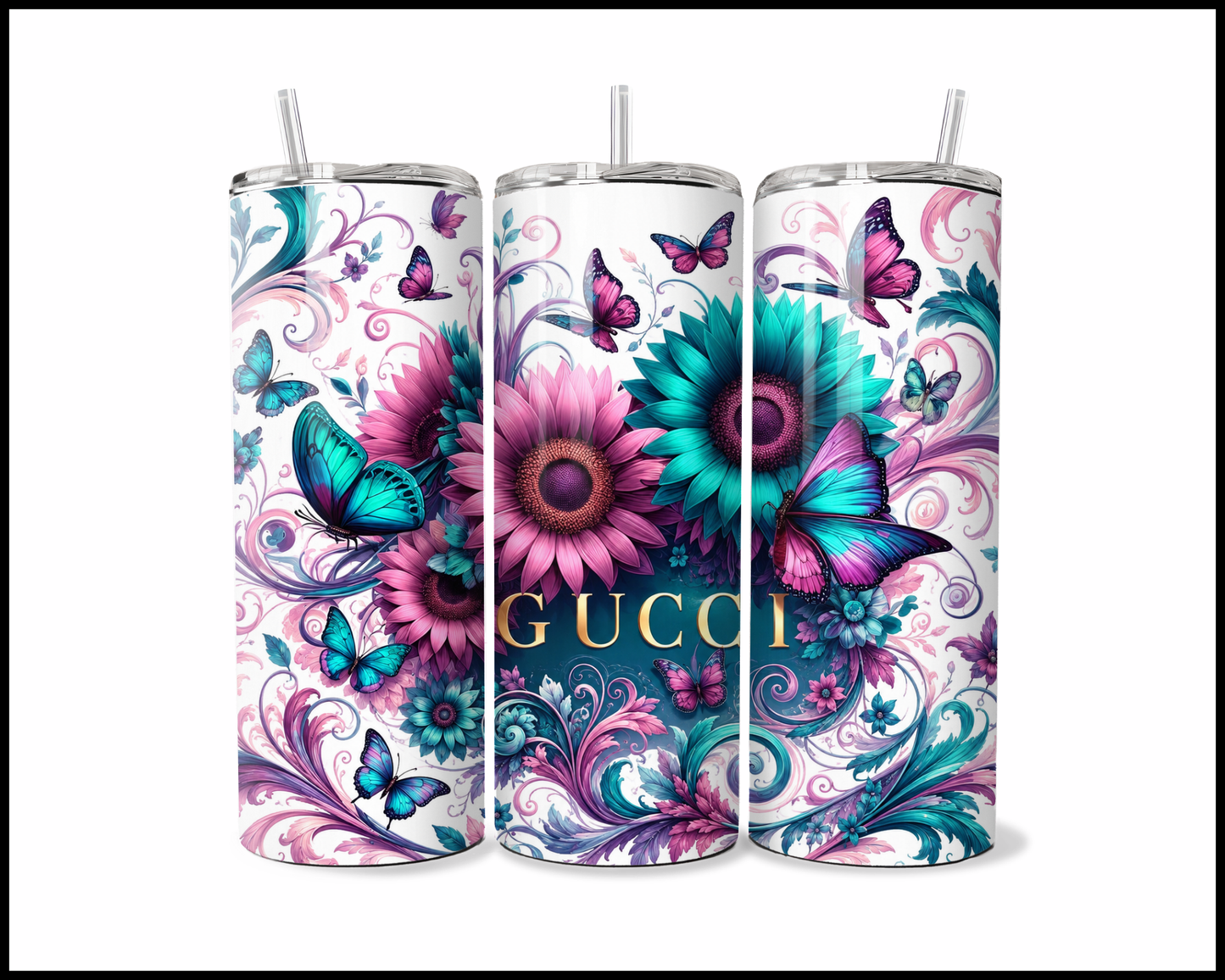 Brand Inspired Floral Blast Stainless Steel Tumbler (5756)