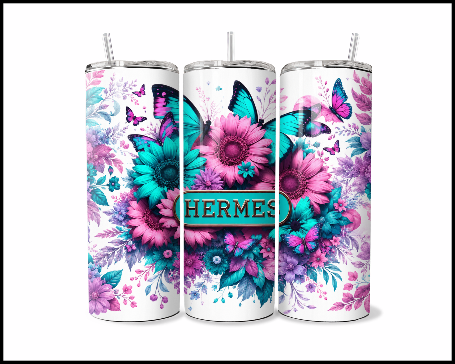 Brand Inspired Floral Blast Stainless Steel Tumbler (5757)