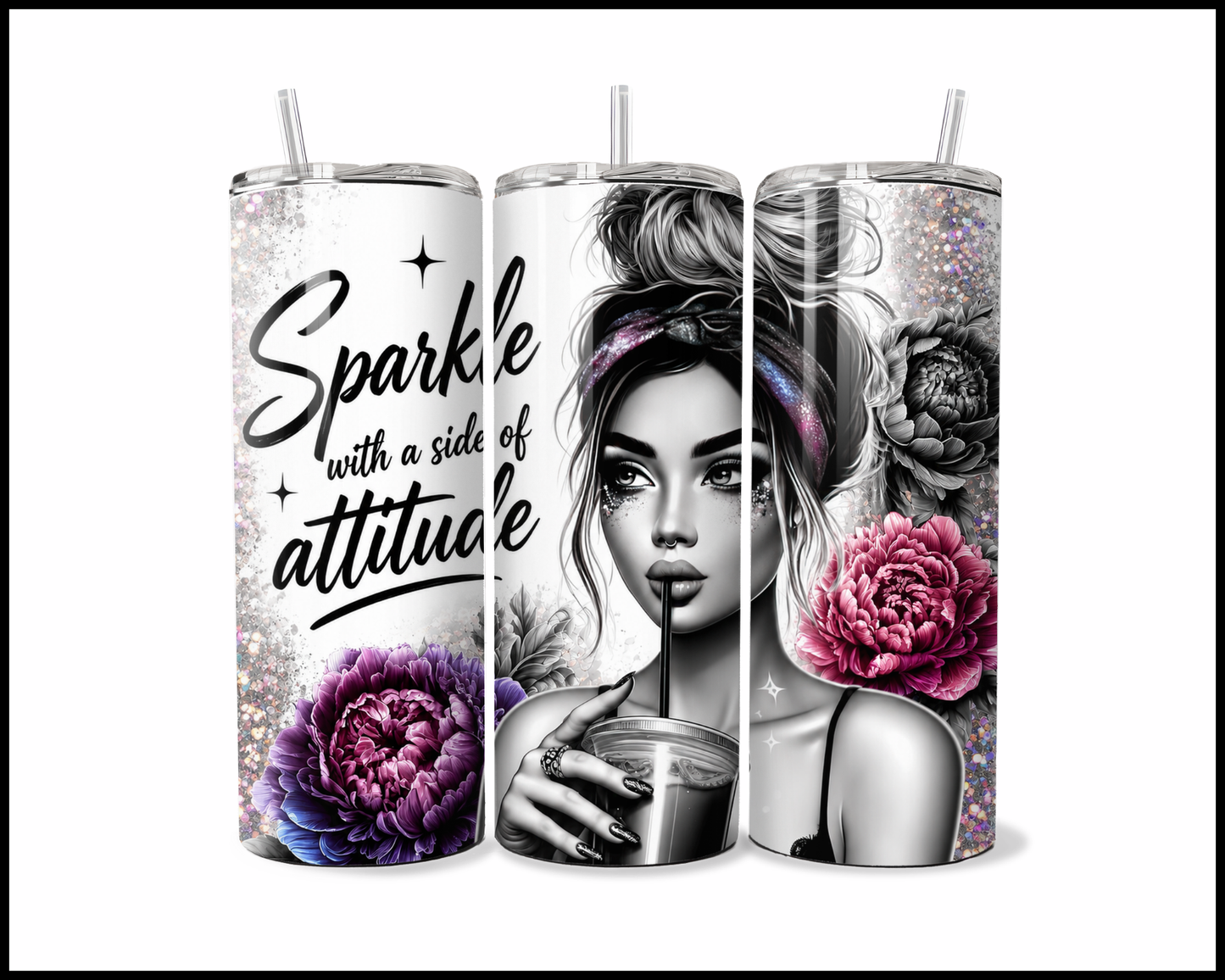 Sparkle With A Side Of Attitude Stainless Steel Tumbler (5805)