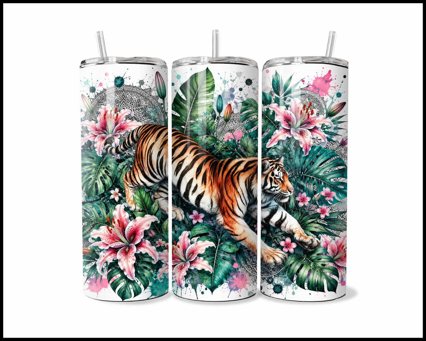 Botanical Bliss - Tiger Stainless Steel Tumbler (5813)