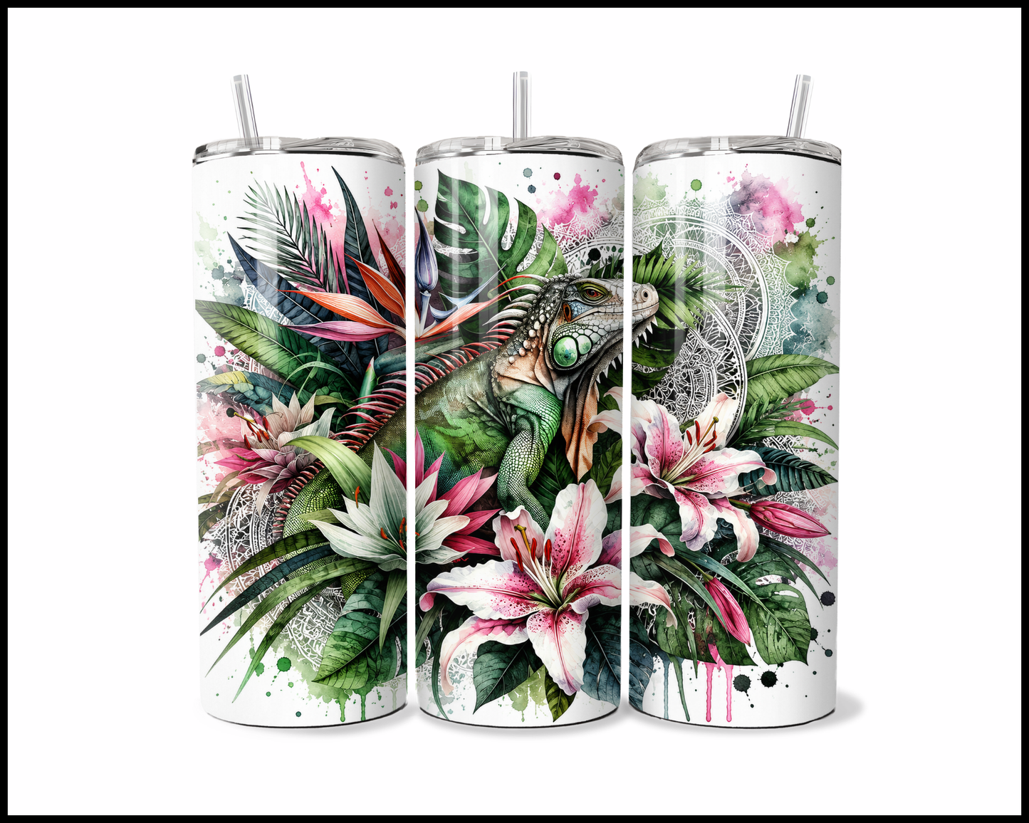 Botanical Bliss - Iguana Stainless Steel Tumbler (5815)