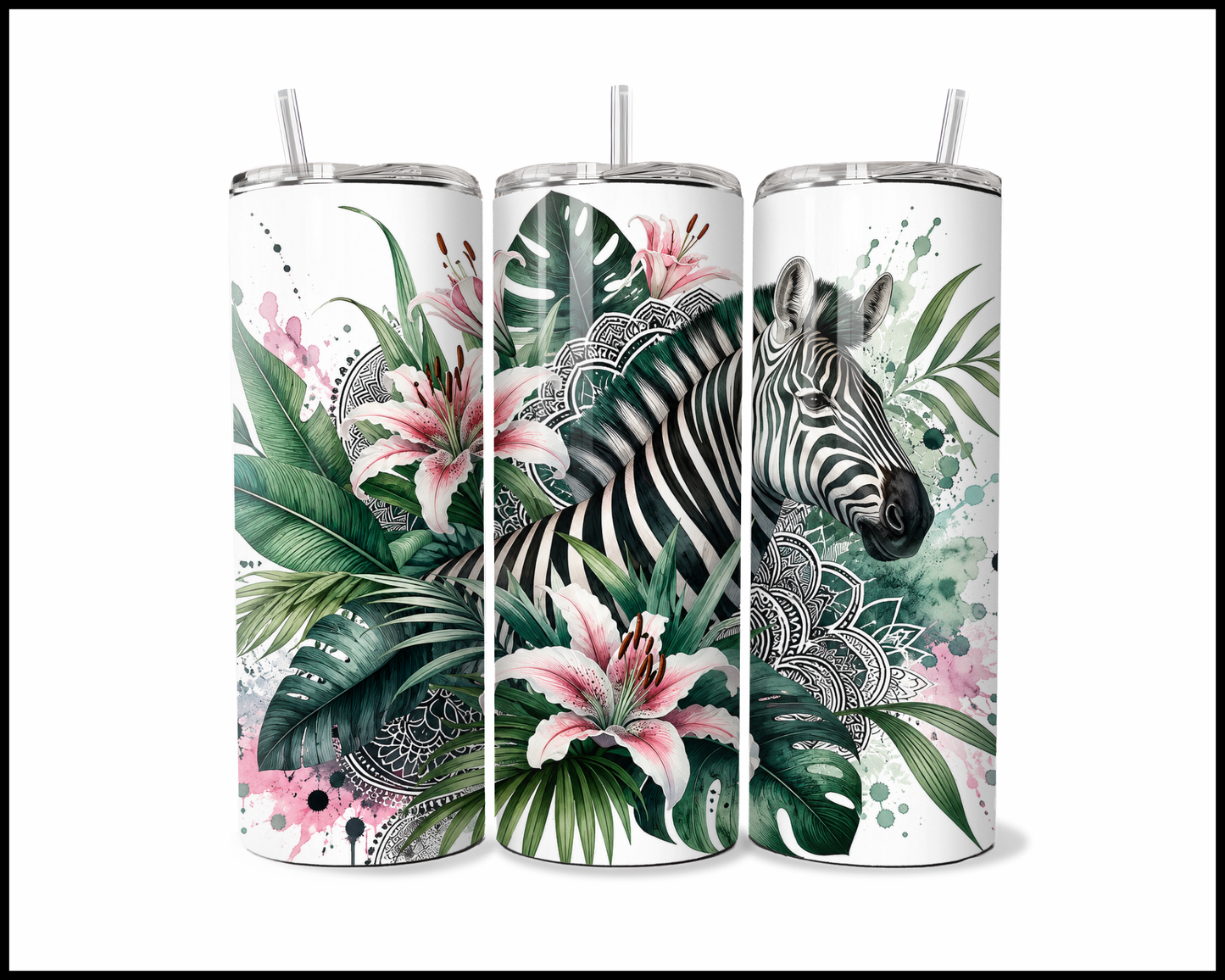 Botanical Bliss - Zebra Stainless Steel Tumbler (5823)