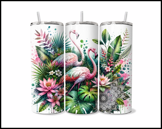 Botanical Bliss - Flamingos Stainless Steel Tumbler (5824)