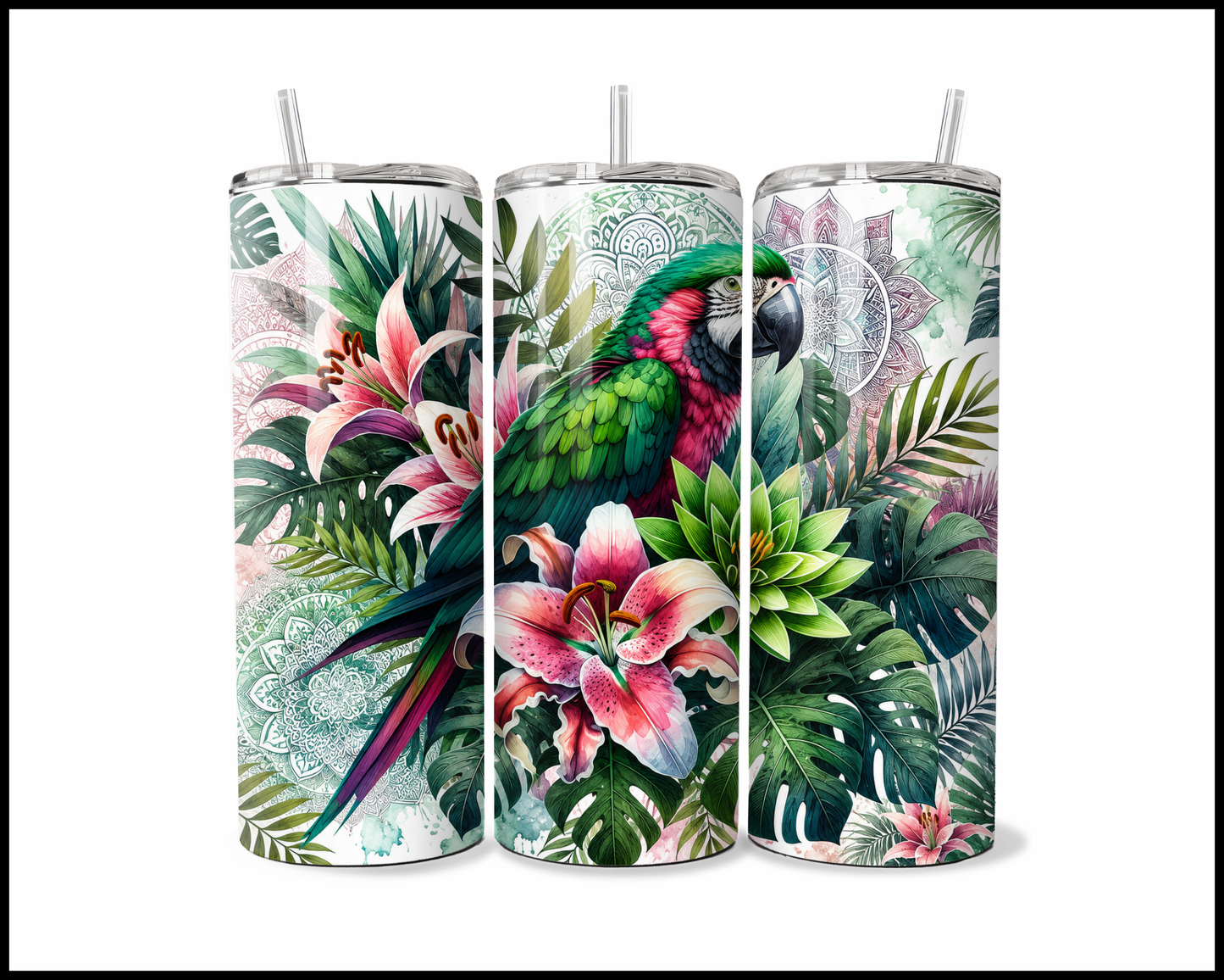 Botanical Bliss - Parrot Stainless Steel Tumbler (5826)