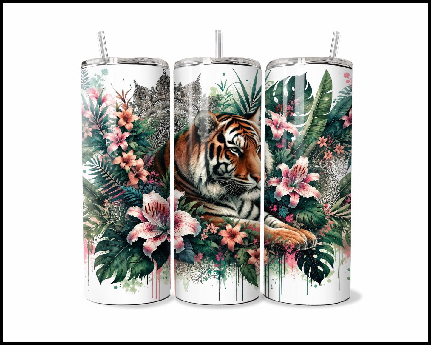 Botanical Bliss - Tiger Stainless Steel Tumbler (5828)