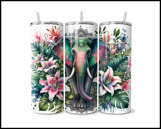 Botanical Bliss - Elephant Stainless Steel Tumbler (5831)